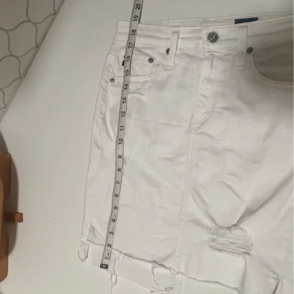 AG The Erin Distressed Pencil Skirt White 26 - Picture 9 of 11